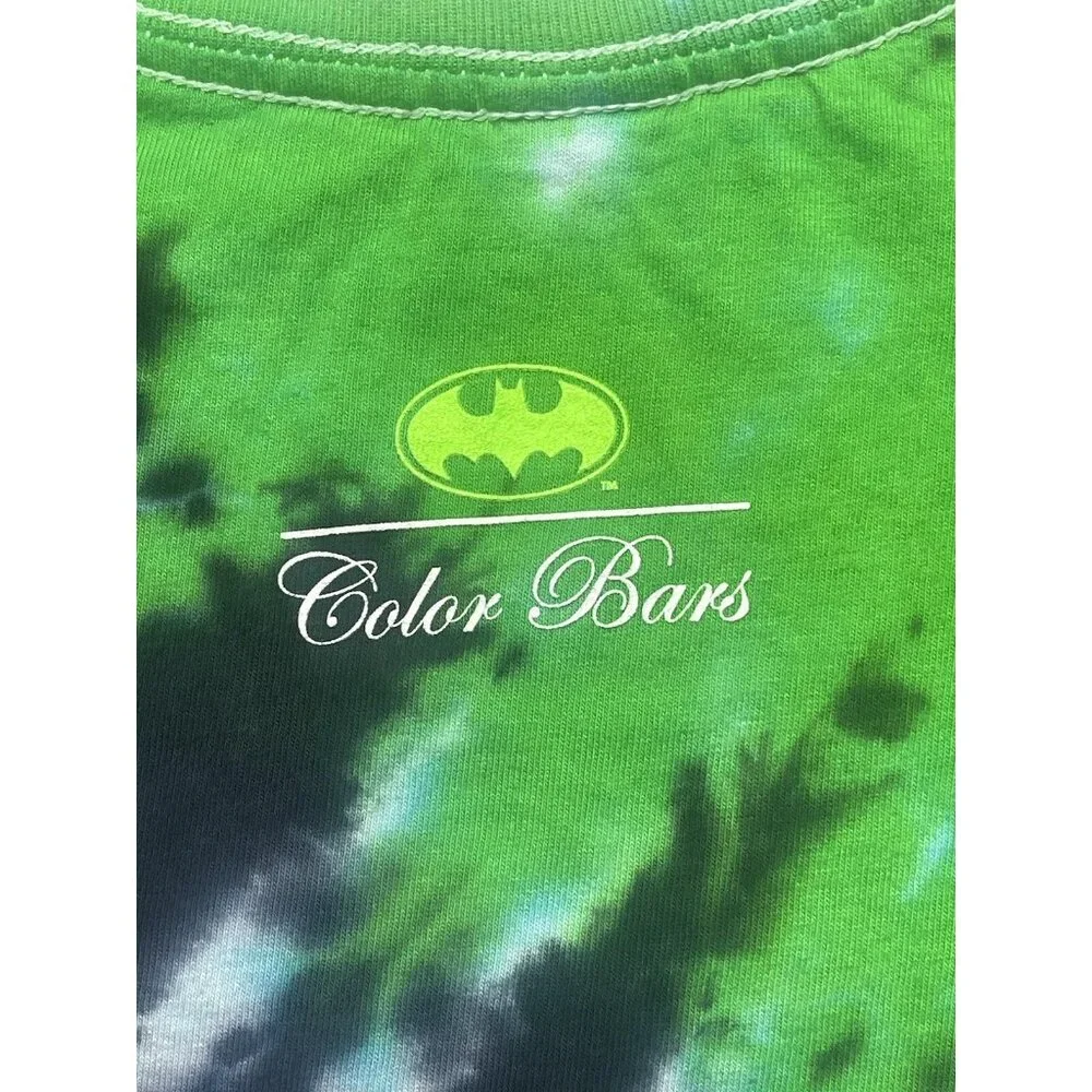 Joker Harley Quinn x Color Bars Tie Dye Men's Batman Black Green Tee L